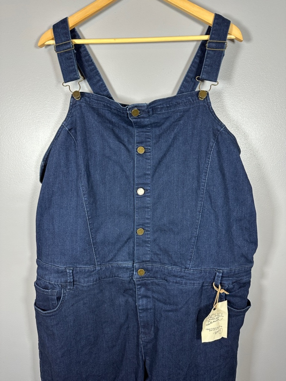 RACHEL Rachel Roy Dark Indigo Cropped Skinny Denim Overalls Plus Size 24 NWT - Picture 2 of 11